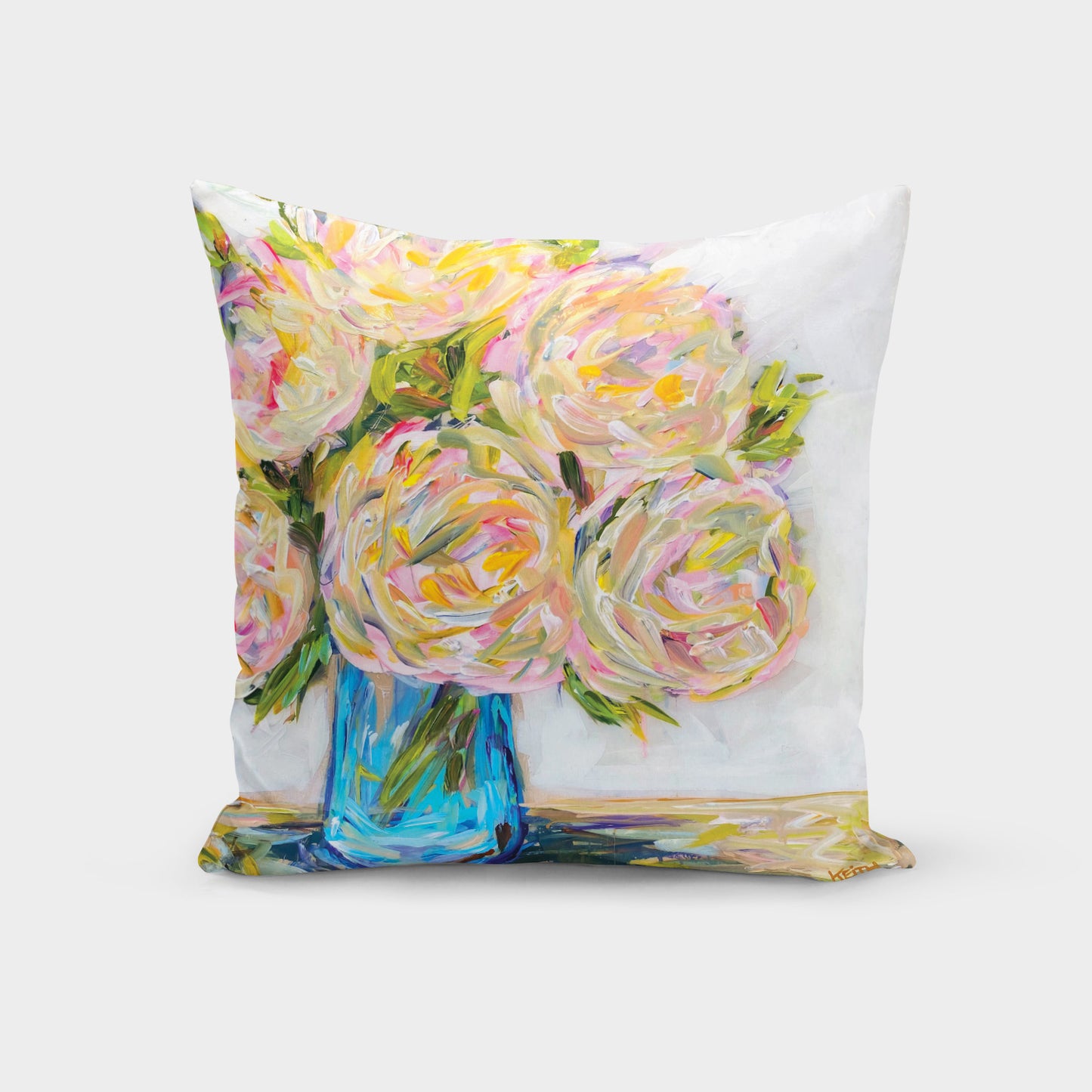 kandice keith art pillow my summer garden