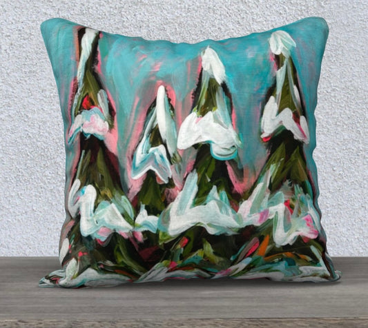 Snowy Trees at Christmas Pillowcase