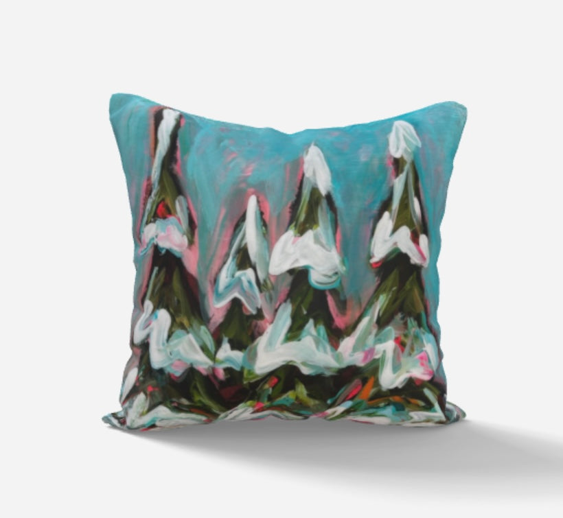 Snowy Trees at Christmas Pillowcase